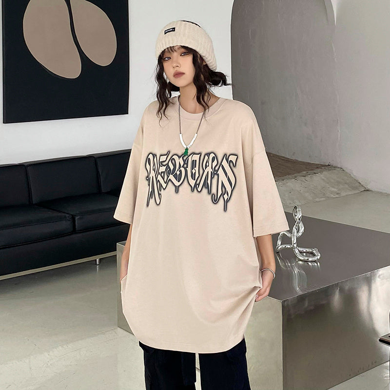 Vintage Oversize Short Sleeve Letter Print T-shirt
