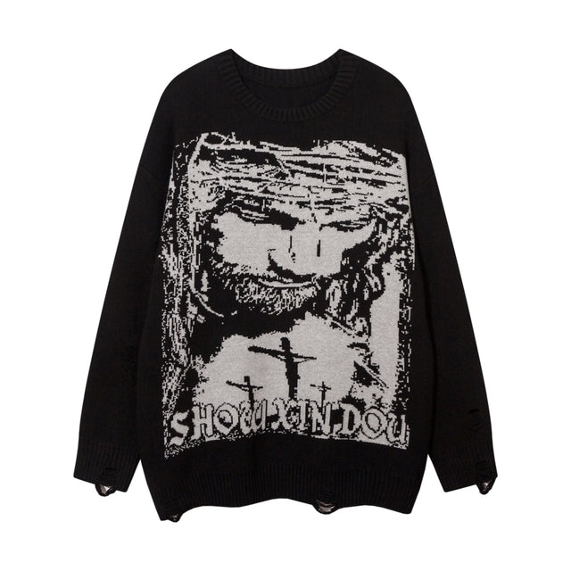 Vintage Y2K Oversize Anime Sweater for Men & Women